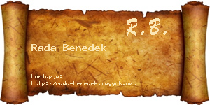 Rada Benedek névjegykártya